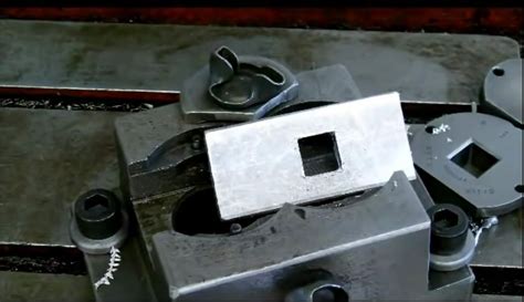 making square holes in sheet metal|cutting a square hole in metal.